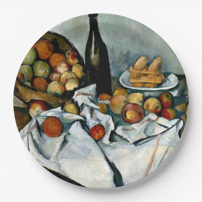 Plato De Papel Cezanne - Cesta de manzanas (Anverso)