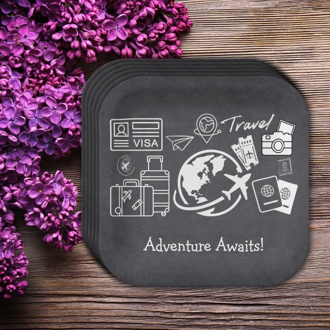 Plato De Papel Chalkboard Adventure espera Baby Shower (Subido por el creador)
