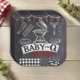 Plato De Papel Chalkboard Baby-Q Grill Baby Shower
