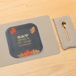 Plato De Papel Chalkboard deja comer bebida y ser agradecido