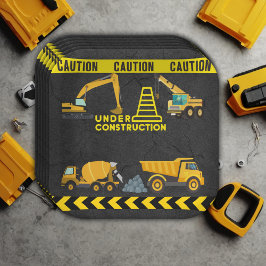 Plato De Papel Chalkboard en construcción Baby Shower