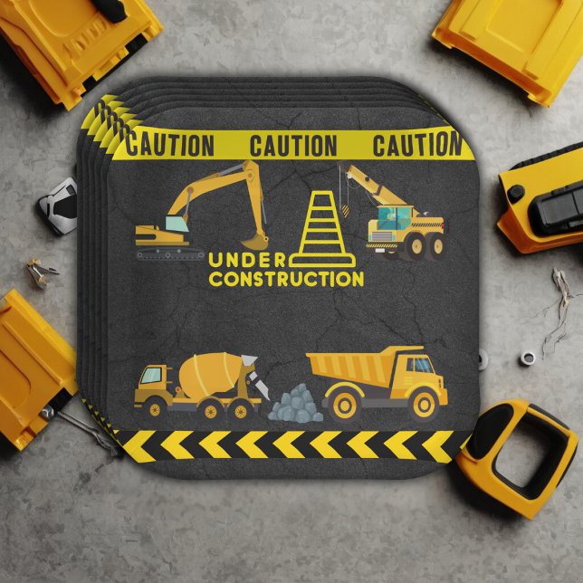 Plato De Papel Chalkboard en construcción Baby Shower (Subido por el creador)