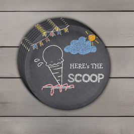 Plato De Papel Chalkboard Ice Cream Scoop Drawing Baby Shower