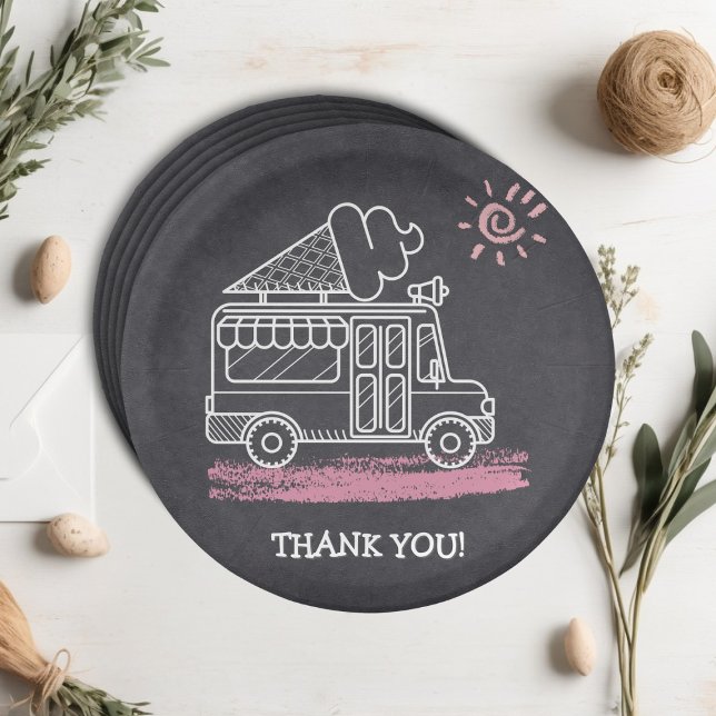 Plato De Papel Chalkboard Ice Cream Truck Baby Shower (Subido por el creador)