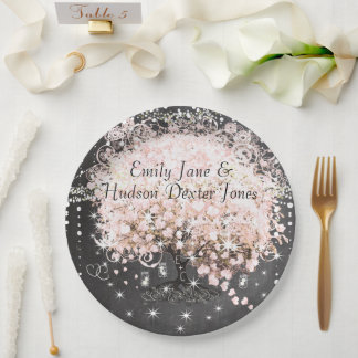 Plato De Papel Chalkboard Mason Jar Pink Heart Leaf Firefly