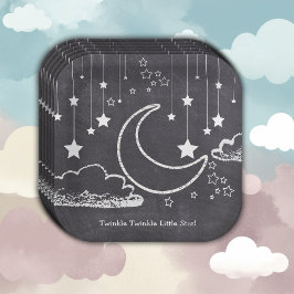 Plato De Papel Chalkboard Twinkle Twinkle Little Star Baby Shower