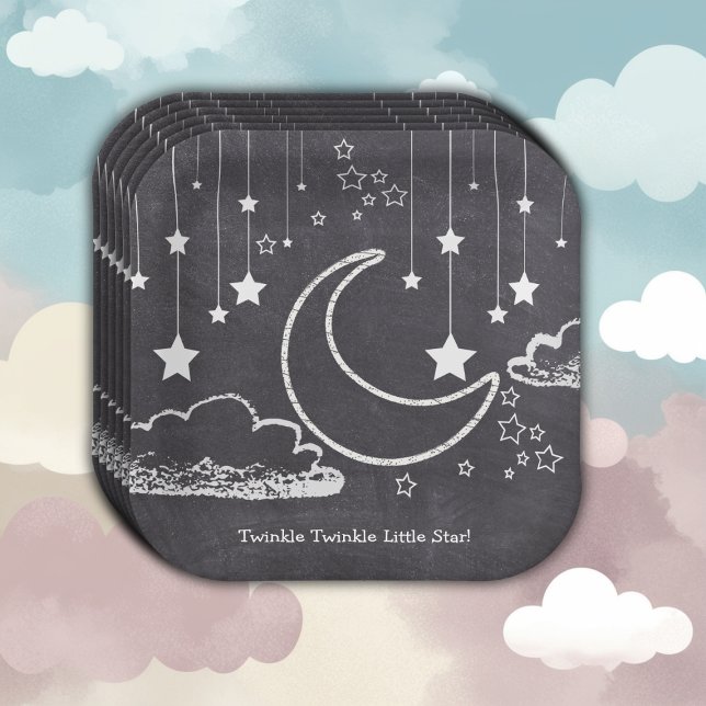 Plato De Papel Chalkboard Twinkle Twinkle Little Star Baby Shower (Subido por el creador)