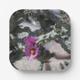 Plato De Papel Challa Cactus en floración