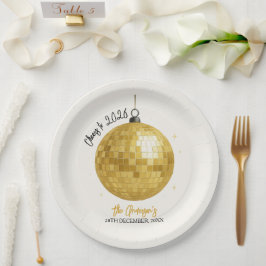 Plato De Papel Champagne Disco Ball 2026 New Year Eve