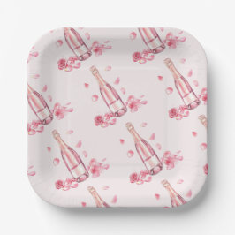 Plato De Papel Champagne Floral | Brunch de Despedida de Soltera