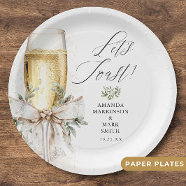 Plato De Papel Champagne Let's Toast Winter Engagement