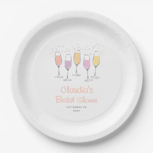 Plato De Papel Champagne Mimosa Bellini Melocotón Desayuno Nupcia