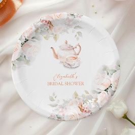 Plato De Papel Champagne Rosa Pastel Vintage Té Bridal Shower
