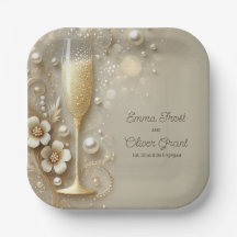Champagne y Perlas Elegante Ducha de Boda