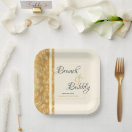 Plato De Papel Champán burbujas Brunch Bubbly Bridal Shower