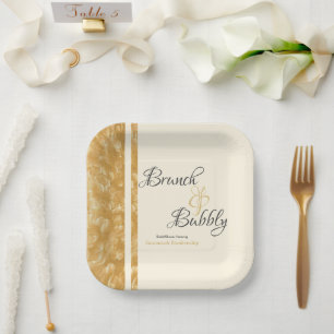Plato De Papel Champán burbujas Brunch Bubbly Bridal Shower