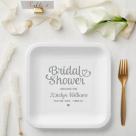 Plato De Papel Champán de Boda de Plata Personalizado