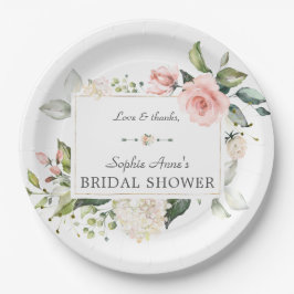 Plato De Papel Champán de boda floral elegante con acuarela de to