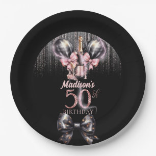 Plato De Papel Champán de lujo de 50 años personalizado