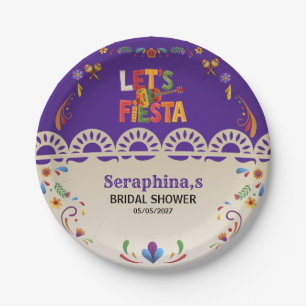 Plato De Papel Champán Nupcial Fiesta Flores Mexicanas