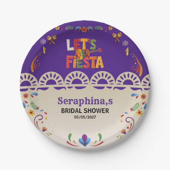 Plato De Papel Champán Nupcial Fiesta Flores Mexicanas (Anverso)