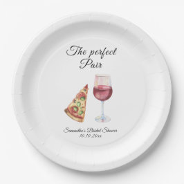 Plato De Papel Champán nupcial Pareja Perfecta Acuarela