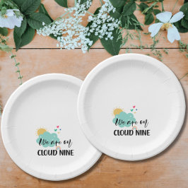 Plato De Papel Champán para la Ducha de Bebé Cloud Nine