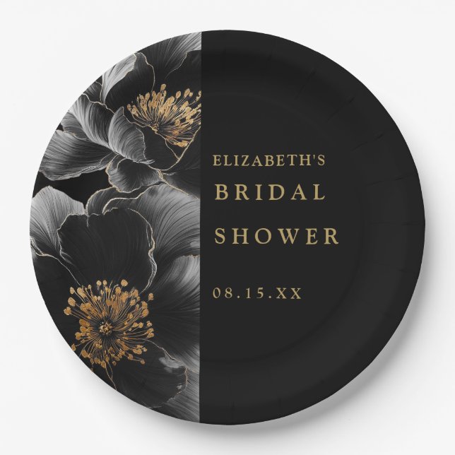 Plato De Papel Champán y Dorado Elegante Moderno Floral Desayuno  (Anverso)