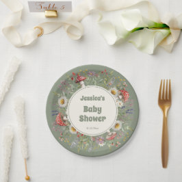 Plato De Papel Champiñones Baby Shower 
