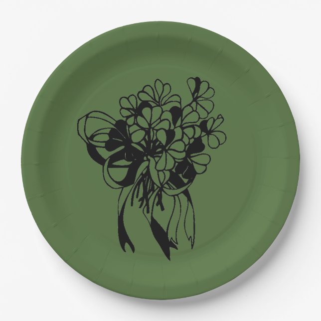 Plato De Papel Chamrock Bouquet St. Patrick's Day Paper Plates (Anverso)