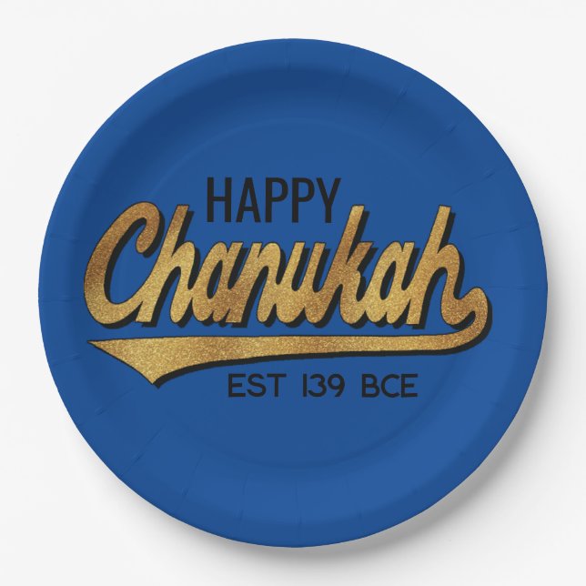 Plato De Papel Chanukah Happy Retro (Anverso)