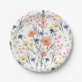 Plato De Papel Chaparral acuarela floral baby shower