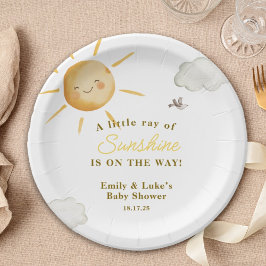 Plato De Papel Chaparron Boho Sol Fiesta de Bebé sin Género