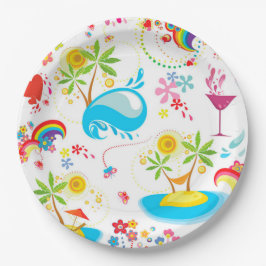 Plato De Papel Chapoteo de Verano