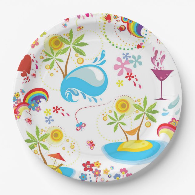 Plato De Papel Chapoteo de Verano (Anverso)
