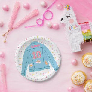 Plato De Papel Chaqueta vaquera con parches Preppy cumpleaños 10