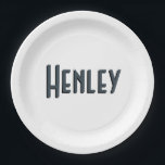 Plato De Papel Charcoal Gris 3D Minimalista Moderno Nombre<br><div class="desc">Charcoal Gris 3D Minimalista Estilo Moderno Nombre Sin Tallo</div>