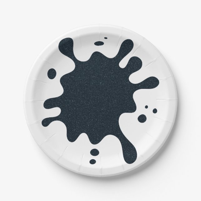 Plato De Papel Charcoal Ink Drop Party Plate – Customizable (Anverso)