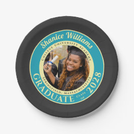 Plato De Papel Charcoal Photo Modern Graduation Party