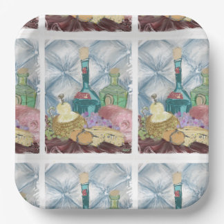 Plato De Papel Charcuterias de vino y queso