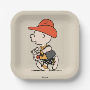 Plato De Papel Charlie Brown vaquero Halloween