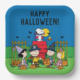 Plato De Papel Charlie Brown y la fiesta de las bandas de Hallowe