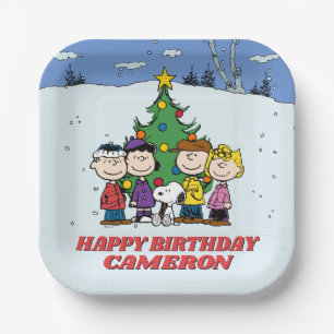 Plato De Papel Charlie Brown y los cumpleaños de invierno de los