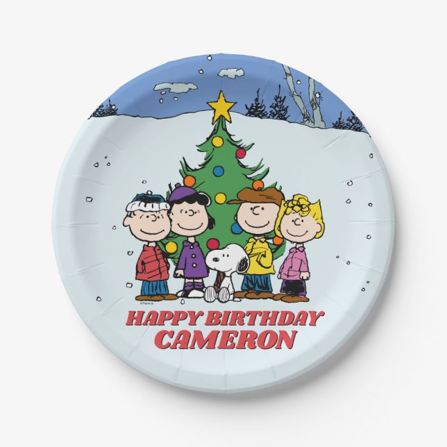 Plato De Papel Charlie Brown y los cumpleaños de invierno de los  (Anverso)