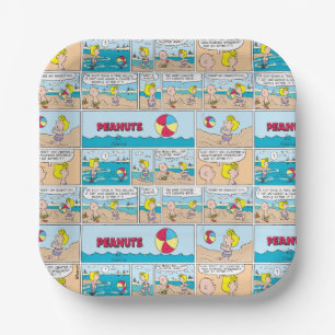 Plato De Papel Charlie Brown Y Sally En La Playa