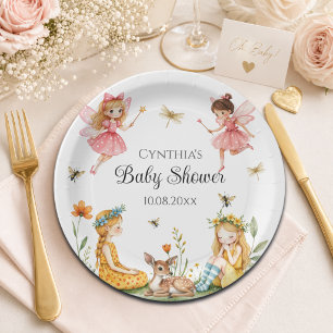 Plato De Papel Charming Fairies Bosque Animales Baby Shower