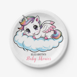 Plato De Papel Charming Sweet Unicorn Baby Shower