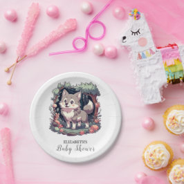 Plato De Papel Charming Wolf Baby Shower