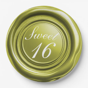 Plato De Papel Chartreuse Candle Wax Seal Drip Sweet 16 Boda