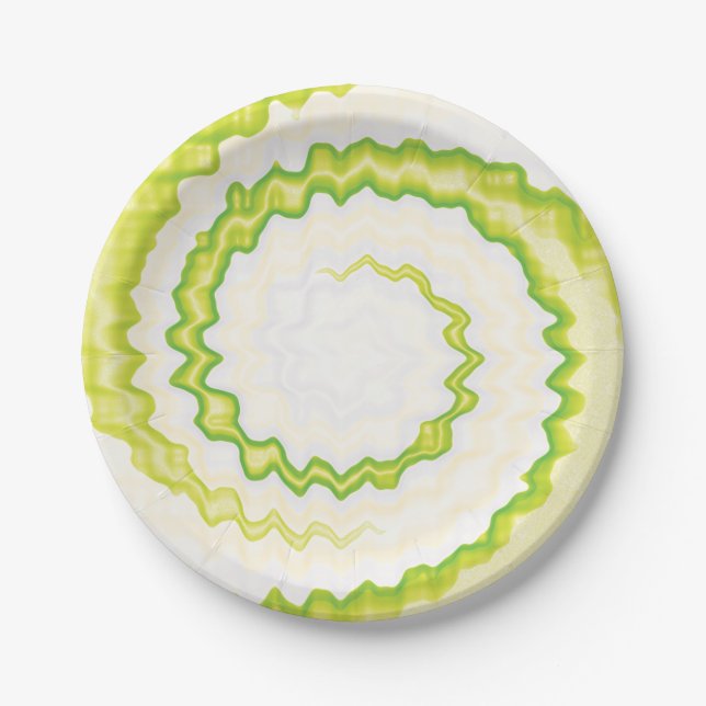 Plato De Papel Chartreuse fiesta de tinte de corbata blanca verde (Anverso)